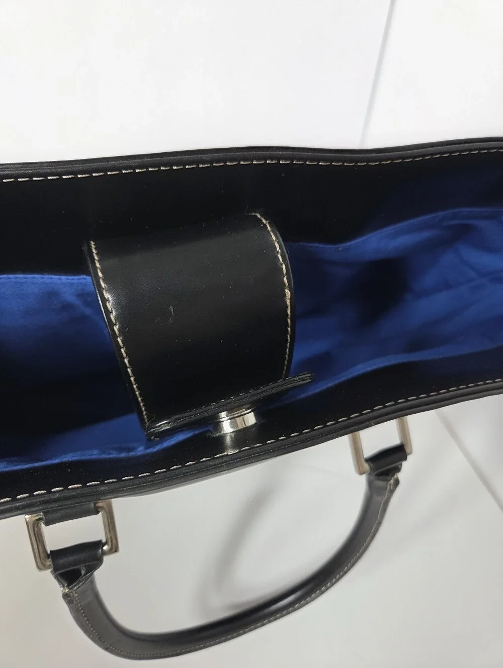 Lauren Ralph Lauren Blue and Black Structured Tote Bag Career Weekend City